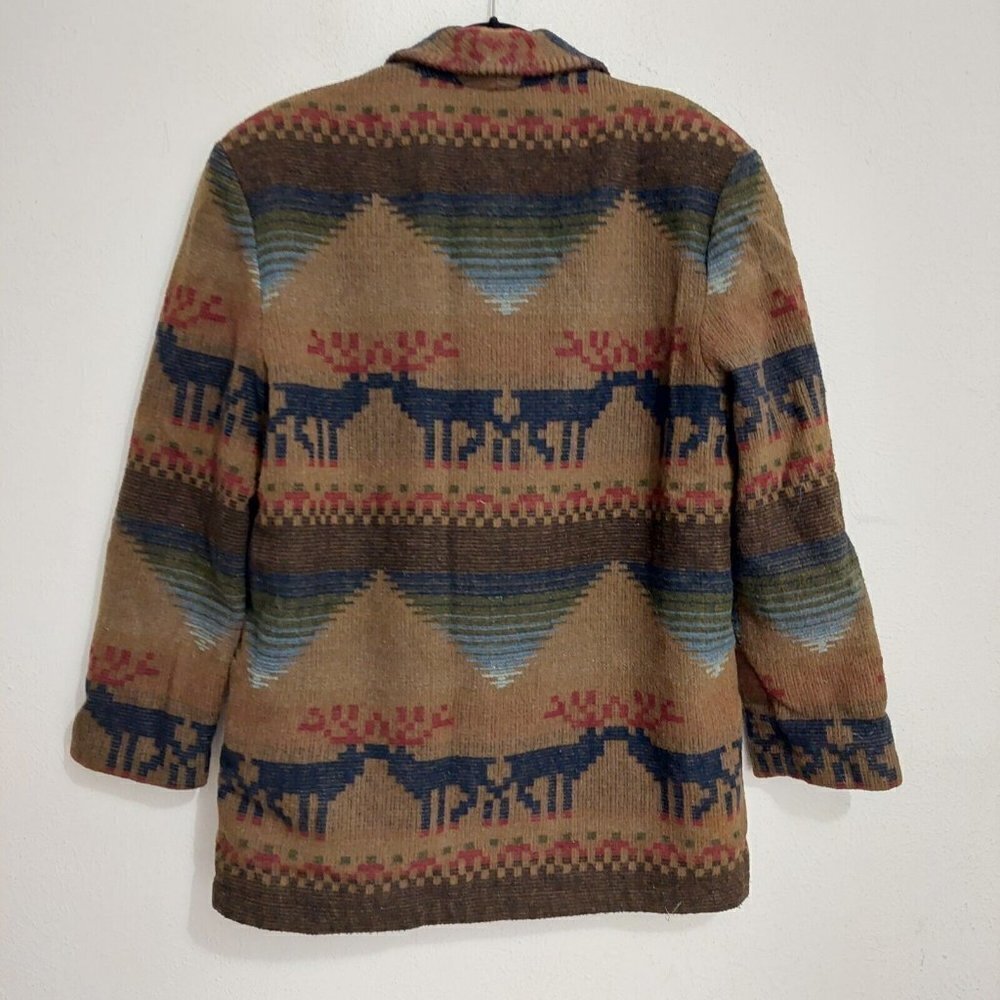 Express Vintage 80s 90s Brown Southwest Aztec Womens Jacket Sz M Button-Up Lined - Picture 8 of 13